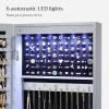 imageSONGMICS 6 LEDs Mirror Jewelry Cabinet 472Inch Tall Lockable Wall or Door Mounted Jewelry Armoire Organizer with Mirror 2 Drawers 39 x 146 x 472 Inches Jelly Pink UJJC093SA02SGray