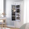 imageSONGMICS 6 LEDs Mirror Jewelry Cabinet 472Inch Tall Lockable Wall or Door Mounted Jewelry Armoire Organizer with Mirror 2 Drawers 39 x 146 x 472 Inches Jelly Pink UJJC093SA02SGray