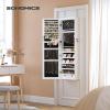 imageSONGMICS 6 LEDs Mirror Jewelry Cabinet 472Inch Tall Lockable Wall or Door Mounted Jewelry Armoire Organizer with Mirror 2 Drawers 39 x 146 x 472 Inches Jelly Pink UJJC093SA02SWhite