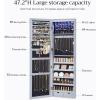 imageSONGMICS 6 LEDs Mirror Jewelry Cabinet 472Inch Tall Lockable Wall or Door Mounted Jewelry Armoire Organizer with Mirror 2 Drawers 39 x 146 x 472 Inches Jelly Pink UJJC093SA02SGray