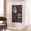 imageSONGMICS 6 LEDs Mirror Jewelry Cabinet 472Inch Tall Lockable Wall or Door Mounted Jewelry Armoire Organizer with Mirror 2 Drawers 39 x 146 x 472 Inches Jelly Pink UJJC093SA02SBrown
