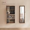 imageSONGMICS 6 LEDs Mirror Jewelry Cabinet 472Inch Tall Lockable Wall or Door Mounted Jewelry Armoire Organizer with Mirror 2 Drawers 39 x 146 x 472 Inches Jelly Pink UJJC093SA02SRustic Brown