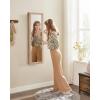 imageSONGMICS 6 LEDs Mirror Jewelry Cabinet 472Inch Tall Lockable Wall or Door Mounted Jewelry Armoire Organizer with Mirror 2 Drawers 39 x 146 x 472 Inches Jelly Pink UJJC093SA02SToasted Oak Color