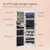 imageSONGMICS 6 LEDs Mirror Jewelry Cabinet 472Inch Tall Lockable Wall or Door Mounted Jewelry Armoire Organizer with Mirror 2 Drawers 39 x 146 x 472 Inches Jelly Pink UJJC093SA02SWhite
