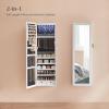 imageSONGMICS 6 LEDs Mirror Jewelry Cabinet 472Inch Tall Lockable Wall or Door Mounted Jewelry Armoire Organizer with Mirror 2 Drawers 39 x 146 x 472 Inches Jelly Pink UJJC093SA02SWhite