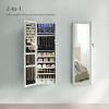 imageSONGMICS 6 LEDs Mirror Jewelry Cabinet 472Inch Tall Lockable Wall or Door Mounted Jewelry Armoire Organizer with Mirror 2 Drawers 39 x 146 x 472 Inches Jelly Pink UJJC093SA02SRustic Green