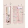 imageSONGMICS 6 LEDs Mirror Jewelry Cabinet 472Inch Tall Lockable Wall or Door Mounted Jewelry Armoire Organizer with Mirror 2 Drawers 39 x 146 x 472 Inches Jelly Pink UJJC093SA02SJelly Pink