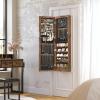 imageSONGMICS 6 LEDs Mirror Jewelry Cabinet 472Inch Tall Lockable Wall or Door Mounted Jewelry Armoire Organizer with Mirror 2 Drawers 39 x 146 x 472 Inches Jelly Pink UJJC093SA02SRustic Brown