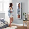 imageSONGMICS 6 LEDs Mirror Jewelry Cabinet 472Inch Tall Lockable Wall or Door Mounted Jewelry Armoire Organizer with Mirror 2 Drawers 39 x 146 x 472 Inches Jelly Pink UJJC093SA02SGray