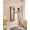 imageSONGMICS 6 LEDs Mirror Jewelry Cabinet 472Inch Tall Lockable Wall or Door Mounted Jewelry Armoire Organizer with Mirror 2 Drawers 39 x 146 x 472 Inches Jelly Pink UJJC093SA02SRustic Brown