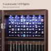 imageSONGMICS 6 LEDs Mirror Jewelry Cabinet 472Inch Tall Lockable Wall or Door Mounted Jewelry Armoire Organizer with Mirror 2 Drawers 39 x 146 x 472 Inches Jelly Pink UJJC093SA02SBrown