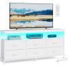 imageSONGMICS BELLAH Collection  Dresser for Bedroom Chest of Drawers TV Stand for TVs Up to 55 Inches Living Room Closet 6 Drawers and 1 Shelf Modern Ink Black ULGS833BH02SCloud White
