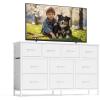 imageSONGMICS BELLAH Collection  Dresser for Bedroom Chest of Drawers TV Stand for TVs Up to 55 Inches Living Room Closet 6 Drawers and 1 Shelf Modern Ink Black ULGS833BH02SCloud White
