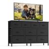 imageSONGMICS BELLAH Collection  Dresser for Bedroom Chest of Drawers TV Stand for TVs Up to 55 Inches Living Room Closet 6 Drawers and 1 Shelf Modern Ink Black ULGS833BH02SInk Black