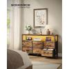 imageSONGMICS BELLAH Collection  Dresser for Bedroom Chest of Drawers TV Stand for TVs Up to 55 Inches Living Room Closet 6 Drawers and 1 Shelf Modern Ink Black ULGS833BH02SRustic Brown  Ink Black