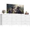 imageSONGMICS BELLAH Collection  Dresser for Bedroom TV Stand for TVs Up to 55 Inches Chest of Drawers for Living Room Closet Steel 9 Drawers Industrial Rustic Brown and Ink Black ULGS033KD02SCloud White