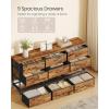 imageSONGMICS BELLAH Collection  Dresser for Bedroom TV Stand for TVs Up to 55 Inches Chest of Drawers for Living Room Closet Steel 9 Drawers Industrial Rustic Brown and Ink Black ULGS033KD02SRustic Brown  Ink Black