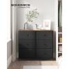 imageSONGMICS BELLAH Collection  Dresser for Bedroom TV Stand for TVs Up to 55 Inches Chest of Drawers for Living Room Closet Steel 9 Drawers Industrial Rustic Brown and Ink Black ULGS033KD02SEbony Black  Rustic Brown