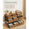 imageSONGMICS BELLAH Collection  Dresser for Bedroom TV Stand for TVs Up to 55 Inches Chest of Drawers for Living Room Closet Steel 9 Drawers Industrial Rustic Brown and Ink Black ULGS033KD02SRustic Brown  Ink Black