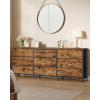 imageSONGMICS BELLAH Collection  Dresser for Bedroom TV Stand for TVs Up to 55 Inches Chest of Drawers for Living Room Closet Steel 9 Drawers Industrial Rustic Brown and Ink Black ULGS033KD02SRustic Brown  Ink Black