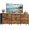 imageSONGMICS BELLAH Collection  Dresser for Bedroom TV Stand for TVs Up to 55 Inches Chest of Drawers for Living Room Closet Steel 9 Drawers Industrial Rustic Brown and Ink Black ULGS033KD02SRustic Brown  Ink Black