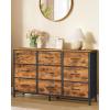 imageSONGMICS BELLAH Collection  Dresser for Bedroom TV Stand for TVs Up to 55 Inches Chest of Drawers for Living Room Closet Steel 9 Drawers Industrial Rustic Brown and Ink Black ULGS033KD02SRustic Brown  Ink Black