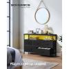 imageSONGMICS BELLAH Collection  Dresser for Bedroom with AppControlled LED Lights and Charging Station Chest of Drawers TV Stand 7 Drawers Shelf Modern Cloud White ULGS733WH05SInk Black