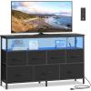 imageSONGMICS BELLAH Collection  Dresser for Bedroom with AppControlled LED Lights and Charging Station Chest of Drawers TV Stand 7 Drawers Shelf Modern Cloud White ULGS733WH05SInk Black