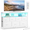 imageSONGMICS BELLAH Collection  Dresser for Bedroom with AppControlled LED Lights and Charging Station Chest of Drawers TV Stand 7 Drawers Shelf Modern Cloud White ULGS733WH05SCloud White