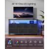 imageSONGMICS BELLAH Collection  Dresser for Bedroom with AppControlled LED Lights and Charging Station Chest of Drawers TV Stand 7 Drawers Shelf Modern Cloud White ULGS733WH05SInk Black