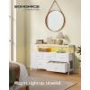 imageSONGMICS BELLAH Collection  Dresser for Bedroom with AppControlled LED Lights and Charging Station Chest of Drawers TV Stand 7 Drawers Shelf Modern Cloud White ULGS733WH05SCloud White