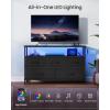 imageSONGMICS BELLAH Collection  Dresser for Bedroom with AppControlled LED Lights and Charging Station Chest of Drawers TV Stand 7 Drawers Shelf Modern Cloud White ULGS733WH05SInk Black