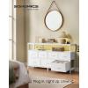 imageSONGMICS BELLAH Collection  Dresser for Bedroom with AppControlled LED Lights and Charging Station Chest of Drawers TV Stand 7 Drawers Shelf Modern Cloud White ULGS733WH05SCloud White