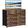 imageSONGMICS BELLAH Collection  Dresser for Bedroom with AppControlled LED Lights and Charging Station Chest of Drawers TV Stand 7 Drawers Shelf Modern Cloud White ULGS733WH05SRustic Brown  Ink Black