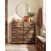 imageSONGMICS BELLAH Collection  Dresser for Bedroom with AppControlled LED Lights and Charging Station Chest of Drawers TV Stand 7 Drawers Shelf Modern Cloud White ULGS733WH05SRustic Brown  Ink Black