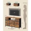imageSONGMICS BELLAH Collection  Dresser for Bedroom with Outlets and LED Lights TV Stand for TVs Up to 55 Inches Chest of Drawers 8 Drawers Steel Industrial Modern Ink Black ULGS433BH02SRustic Brown  Ink Black