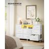 imageSONGMICS BELLAH Collection  Dresser for Bedroom with Outlets and LED Lights TV Stand for TVs Up to 55 Inches Chest of Drawers 8 Drawers Steel Industrial Modern Ink Black ULGS433BH02SCloud White