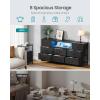 imageSONGMICS BELLAH Collection  Dresser for Bedroom with Outlets and LED Lights TV Stand for TVs Up to 55 Inches Chest of Drawers 8 Drawers Steel Industrial Modern Ink Black ULGS433BH02SInk Black
