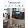imageSONGMICS BELLAH Collection  Dresser for Bedroom with Outlets and LED Lights TV Stand for TVs Up to 55 Inches Chest of Drawers 8 Drawers Steel Industrial Modern Ink Black ULGS433BH02SInk Black