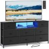 imageSONGMICS BELLAH Collection  Dresser for Bedroom with Outlets and LED Lights TV Stand for TVs Up to 55 Inches Chest of Drawers 8 Drawers Steel Industrial Modern Ink Black ULGS433BH02SInk Black