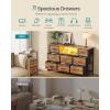 imageSONGMICS BELLAH Collection  Dresser for Bedroom with Outlets and LED Lights TV Stand for TVs Up to 55 Inches Chest of Drawers 8 Drawers Steel Industrial Modern Ink Black ULGS433BH02SRustic Brown  Ink Black