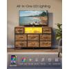 imageSONGMICS BELLAH Collection  Dresser for Bedroom with Outlets and LED Lights TV Stand for TVs Up to 55 Inches Chest of Drawers 8 Drawers Steel Industrial Modern Ink Black ULGS433BH02SRustic Brown  Ink Black