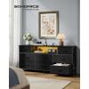 imageSONGMICS BELLAH Collection  Dresser for Bedroom with Outlets and LED Lights TV Stand for TVs Up to 55 Inches Chest of Drawers 8 Drawers Steel Industrial Modern Ink Black ULGS433BH02SInk Black