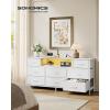 imageSONGMICS BELLAH Collection  Dresser for Bedroom with Outlets and LED Lights TV Stand for TVs Up to 55 Inches Chest of Drawers 8 Drawers Steel Industrial Modern Ink Black ULGS433BH02SCloud White