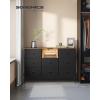 imageSONGMICS BELLAH Collection  Dresser for Bedroom with Outlets and LED Lights TV Stand for TVs Up to 55 Inches Chest of Drawers 8 Drawers Steel Industrial Modern Ink Black ULGS433BH02SInk Black  Rustic Brown