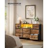 imageSONGMICS BELLAH Collection  Dresser for Bedroom with Outlets and LED Lights TV Stand for TVs Up to 55 Inches Chest of Drawers 8 Drawers Steel Industrial Modern Ink Black ULGS433BH02SRustic Brown  Ink Black