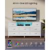 imageSONGMICS BELLAH Collection  Dresser for Bedroom with Outlets and LED Lights TV Stand for TVs Up to 55 Inches Chest of Drawers 8 Drawers Steel Industrial Modern Ink Black ULGS433BH02SCloud White