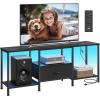imageSONGMICS BELLAH Collection  TV Stand for TVs Up to 55 Inches Media Console Table and Entertainment Center Unit for Living Room with Shelves and Drawer Steel Modern Ink Black ULGS031B101SInk Black