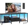 imageSONGMICS BELLAH Collection  TV Stand for TVs Up to 55 Inches Media Console Table and Entertainment Center Unit for Living Room with Shelves and Drawer Steel Modern Ink Black ULGS031B101SInk Black