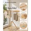 imageSONGMICS Clothes Drying Rack Foldable Rotary Tripod Laundry Drying Rack Rotatable Portable Floor Standing Clothes Airer Laundry Room Balcony 16 PullOut Wood Arms Natural Color ULLR530YW0116 Poles